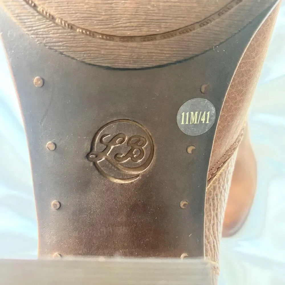 Lucky Brand Boots Womens Ehllen Tan Leather Heeled Ankle Booties US 11 M